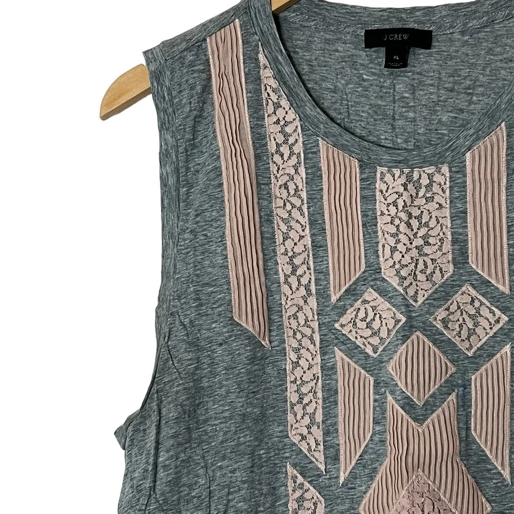 J. Crew | Gray appliqué cotton tank top size extra large